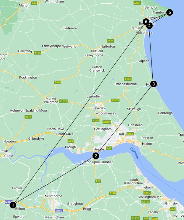 Map of the Hornsea, Bridlington & Flamborough Head Route