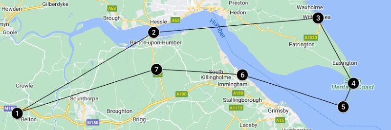 Map of the Humber & Spurn Point Route